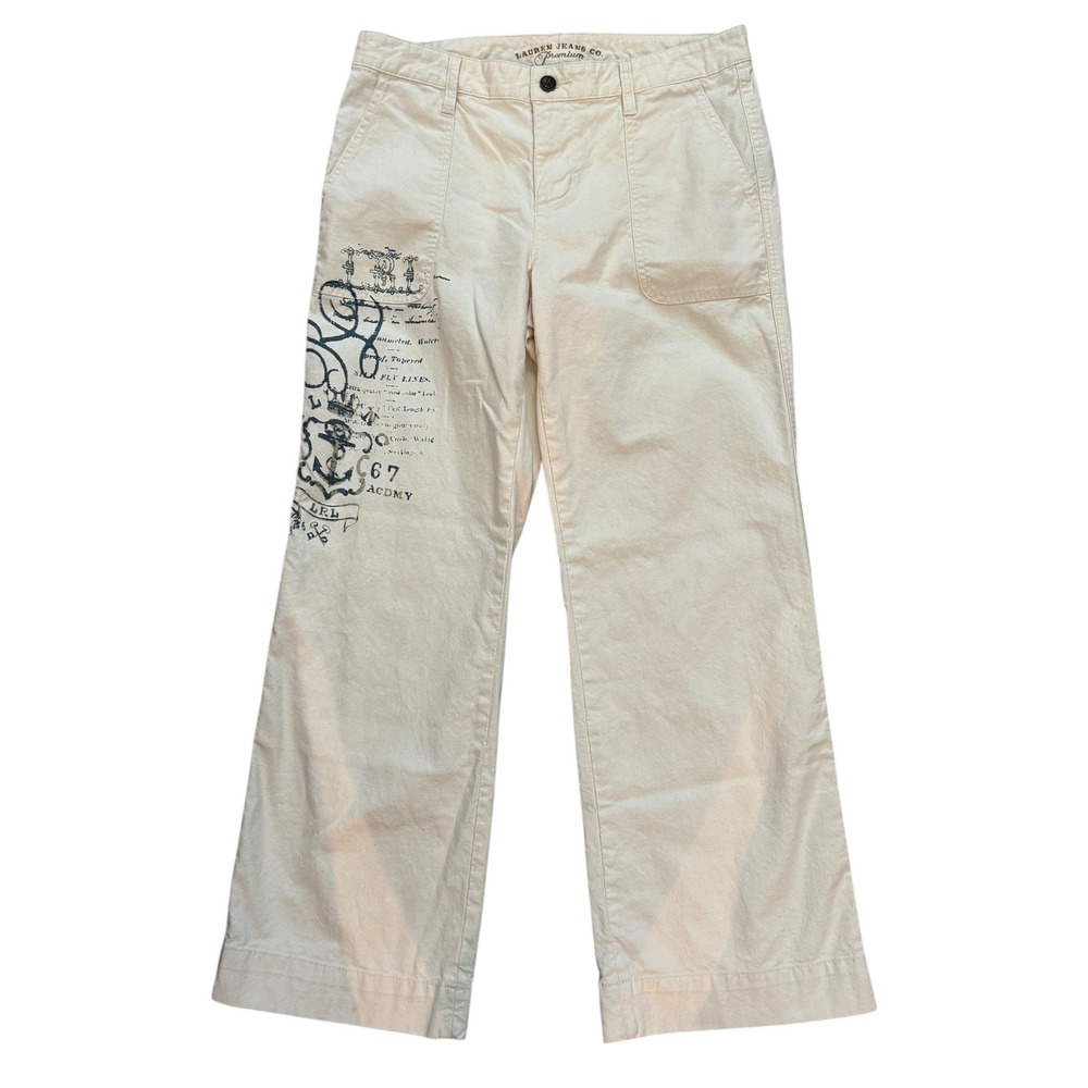 Lauren Jeans Co Premium Beige‎ Pants Nautical Print Womens Size 10P